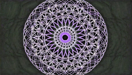 circular diamond lattice a circular lattice pattern in purple on a black backgroundの素材