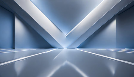 universal abstract futuristic gray blue background with built in lighting for product presentationの素材