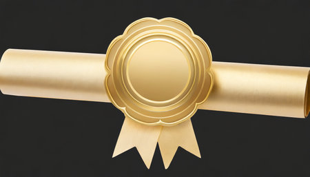gold paper diploma or certificate seal isolatedの素材
