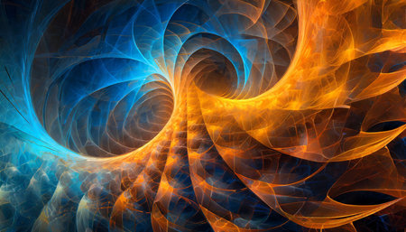 abstract 3d orange and blue fractal background generative aiの素材
