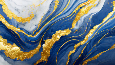 abstract marble marbled stone ink liquid fluid painted painting texture luxury background banner dark blue swirls gold painted splashesの素材