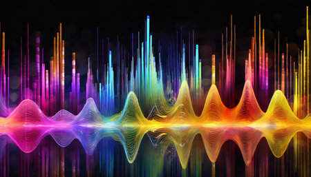 bright multicolored sound wavesの素材