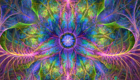 spiky fractal bug in blue pink purple and greenの素材