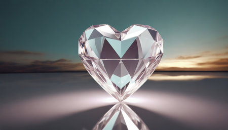 glass heart icon 3d rendered illustration diamondの素材