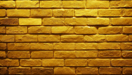 golden yellow brick wall texture with vintage style pattern for background and design art workの素材