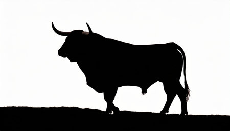 bull silhouette on white background isolated vector animalの素材