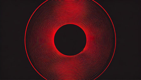 linear halftone ripple pattern vector round frame red black colour classy abstract background retrowave synthwave retro futurism art minimal style abstraction half tone contrast striped decorationの素材