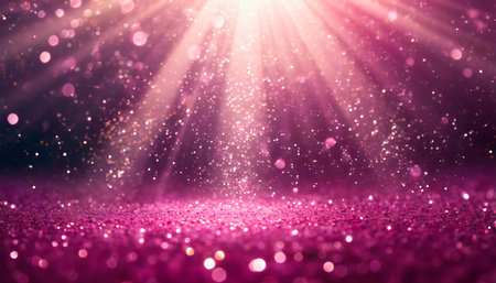 background of a pink fairy dust light pattern glitter and sun rays shine upon it ai generatedの素材