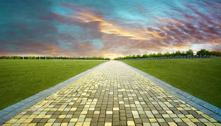 road mosaic pavement backgroundの素材