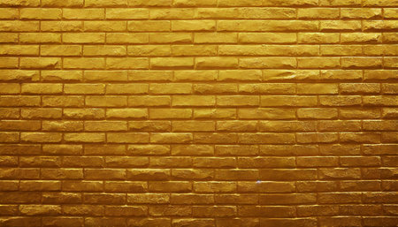 golden yellow brick wall texture with vintage style pattern for background and design art workの素材