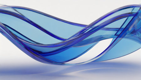 3d render abstract glass wavy shape isolated on white background modern minimal wallpaper generative aiの素材