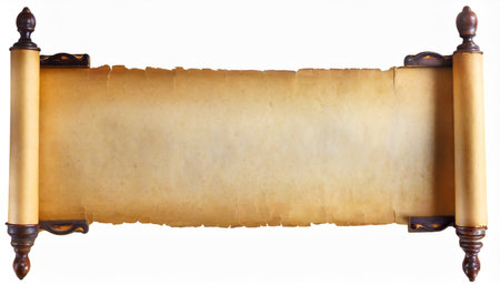 old long scroll in horizontal position isolatedの素材