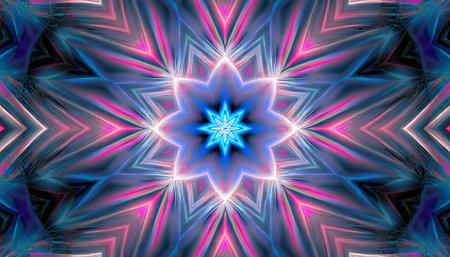 fuzzy star in blue and pink an abstract fractal image with a fuzzy star design in blue and pinkの素材