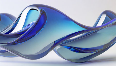 3d render abstract wallpaper glass wavy shape isolated on white background macro design element generative aiの素材