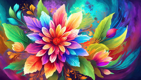 abstract colorful illustration flower art generative aiの素材