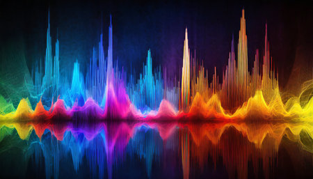 bright multicolored sound wavesの素材