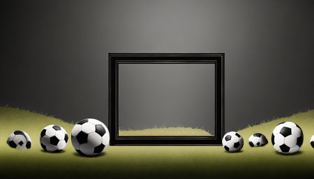 dark frame with soccer theme border with negative space empty spaceの素材
