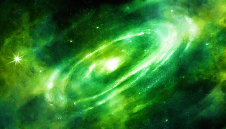 abstract green galaxy space background colorful cosmos universe backdropの素材