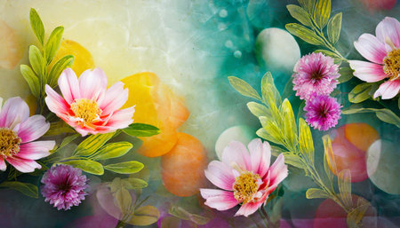 abstract background with flowersの素材