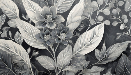 grey botanical wallpaper backgroundの素材