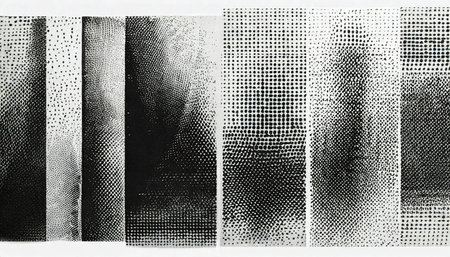 assorted various black noise halftone different grainy textures vector set isolated on light background half tone contrast black white graphic rough gritty variety texture design element collectionの素材