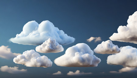 3d render abstract clouds and cumulus clip art isolated on background sky elementsの素材