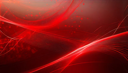 abstract red background with dynamic curves and waves of digital technologyの素材