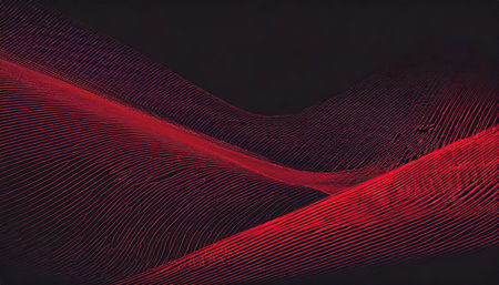 linear half tone pattern vector smooth wavy line border red black abstract background retrowave synthwave retro futurism minimalist graphic art style abstraction halftone textured striped decorationの素材