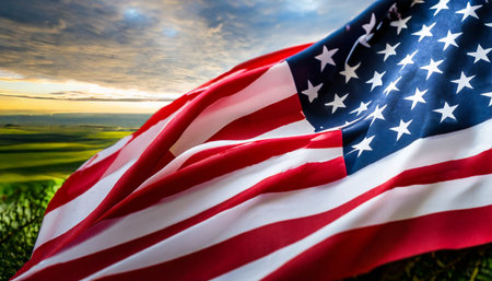 american flag wave close up for memorial day or 4th of julyの素材