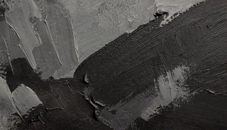 closeup of abstract rough black gray dark colored art painting texture with oil acrylic brushstroke pallet knife paint on canvasの素材