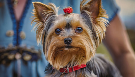 small yorkshire terrier dog close upの素材