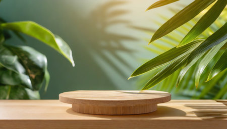 empty or blank minimal wooden table counter podium background for product demonstrationの素材