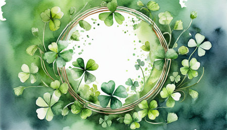 watercolor green clover frameの素材