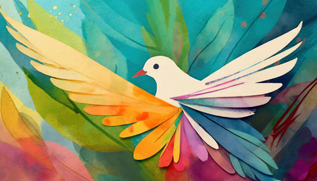 abstract and colorful illustration of a peace dove as banner or header for social media generative aiの素材