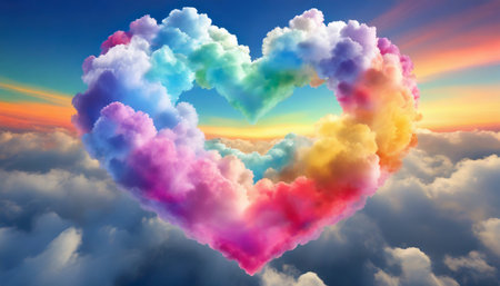 colorful heart of clouds generative aiの素材