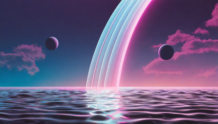 vapor synth retro wave water shape background style conceptの素材