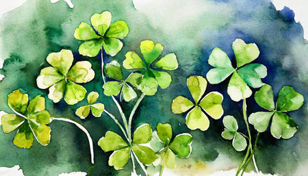 green clover watercolor illustrationの素材