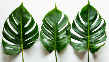 beautiful tropical leaf isolated on white background flat layの素材
