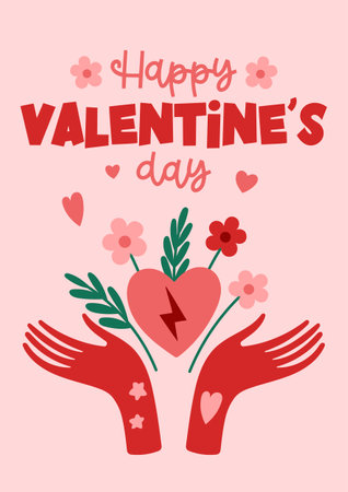 Happy Valentine's Day greeting card. Valentine quote vector designのイラスト素材