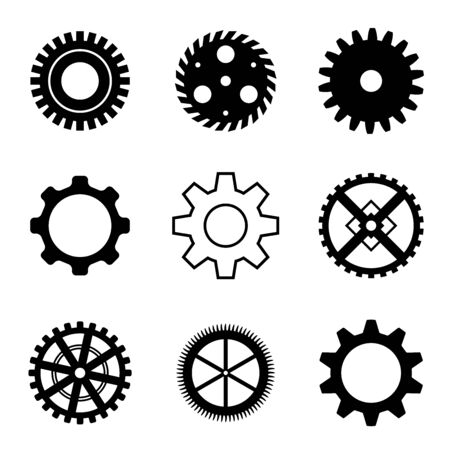 Gear Icons Collection Isolated on Whiteの写真素材