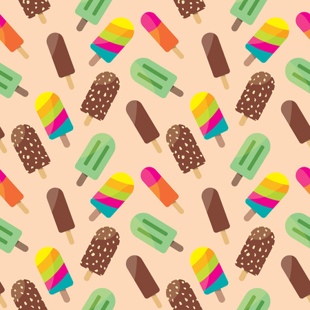 Colorful Ice Cream Seamless Vector Pattern Background Beige