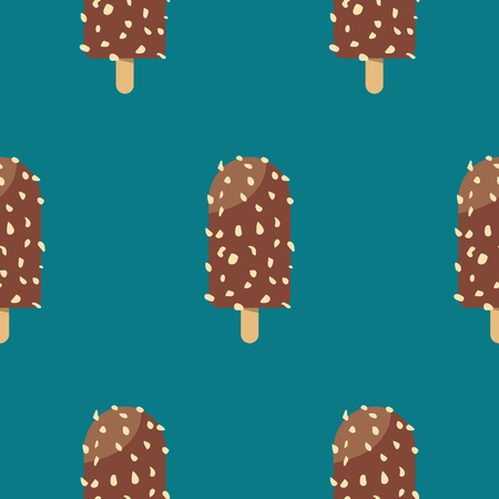 Almond Chocolate Ice Cream Seamless Pattern Background Blueの写真素材