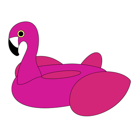 Pink Flamingo Pool Float Illustration - Summer, Beachのイラスト素材