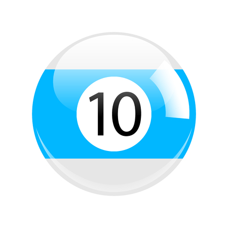 Shiny Blue Ten Pool - Billiard Ball Icon Vector Isolatedのイラスト素材