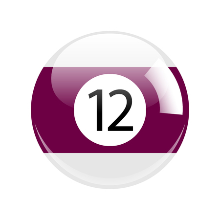 Shiny Purple Twelve Pool - Billiard Ball Icon Vector Isolatedのイラスト素材