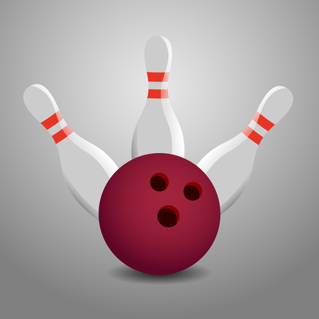 Bowling Ball Hitting Three Pins Vector Illustration - Strike!のイラスト素材