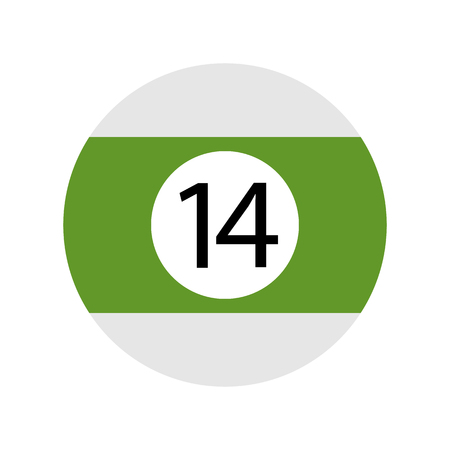Flat Green Fourteen Pool - Billiard Ball Icon Vector Isolatedのイラスト素材