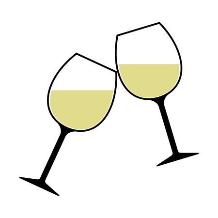 White Wine Glasses Clinking Vector Isolated - Cheers!のイラスト素材
