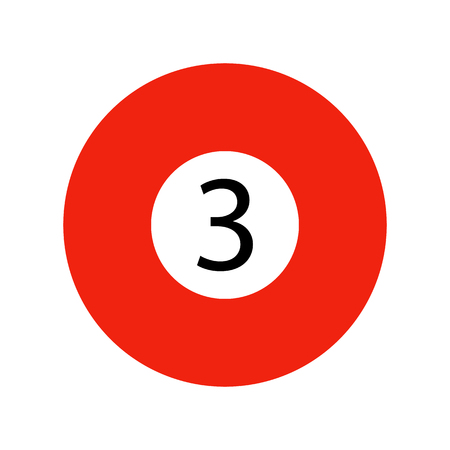 Flat Red Three Pool - Billiard Ball Icon Isolatedの写真素材