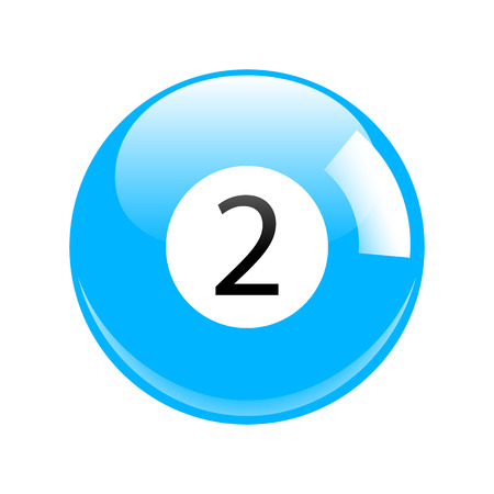 Shiny Blue Two Pool - Billiard Ball Icon Isolatedの写真素材